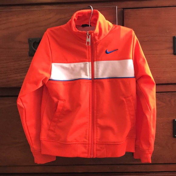 2/$15 Boys Size 3T Orange Full Zip Nike Track Jacket - Picture 3 of 10